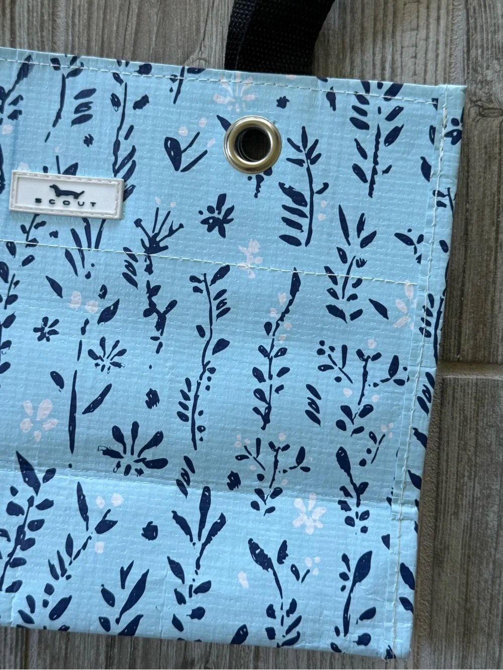 Scout Light Blue Floral gift Bag with Black Straps